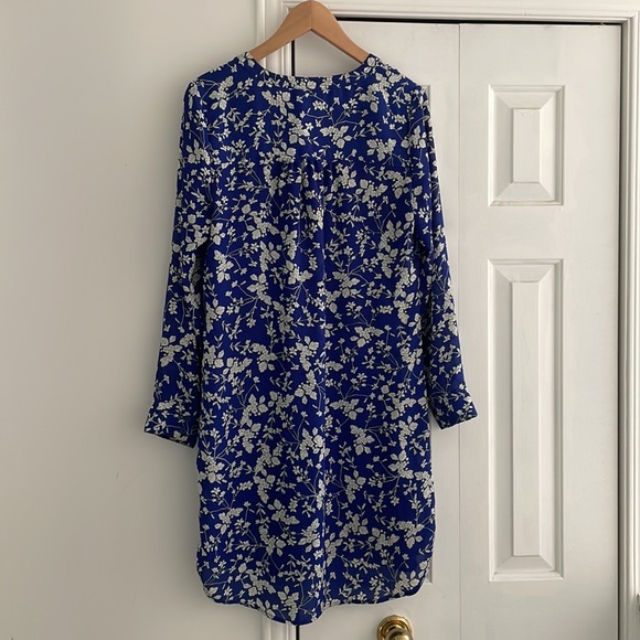 Sheer Blue floral knee length Dress. - Picture 2 of 6